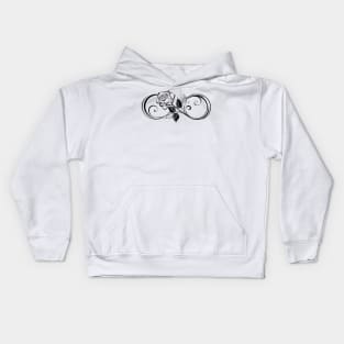 Infinity symbol with outline rose Kids Hoodie